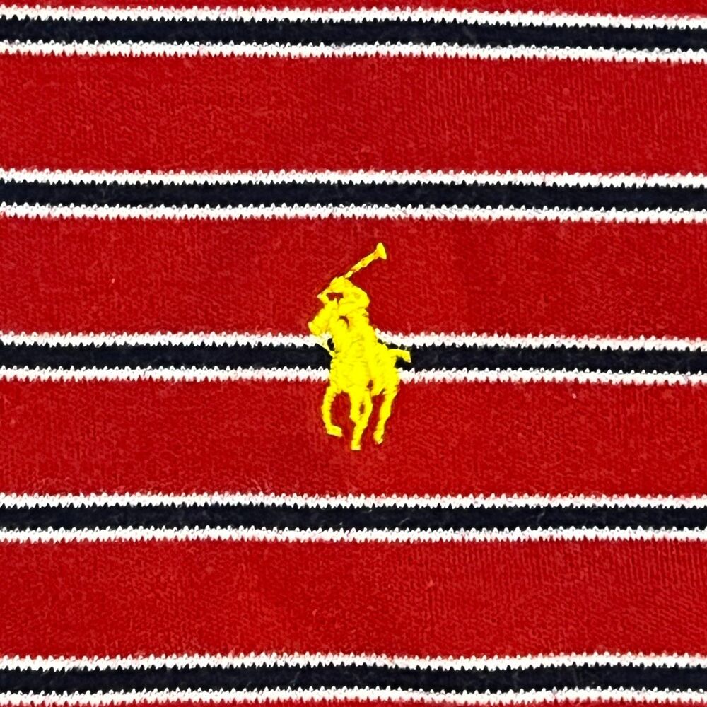 Vintage Polo Ralph Lauren Red and White Classic Fit Striped Polo Shirt - Medium - Picture 2 of 5